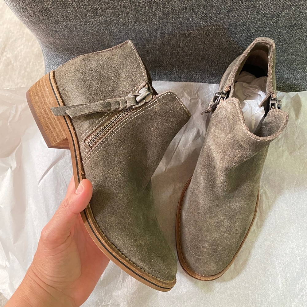 DOLCE VITA Suede Ankle Zipper Booties